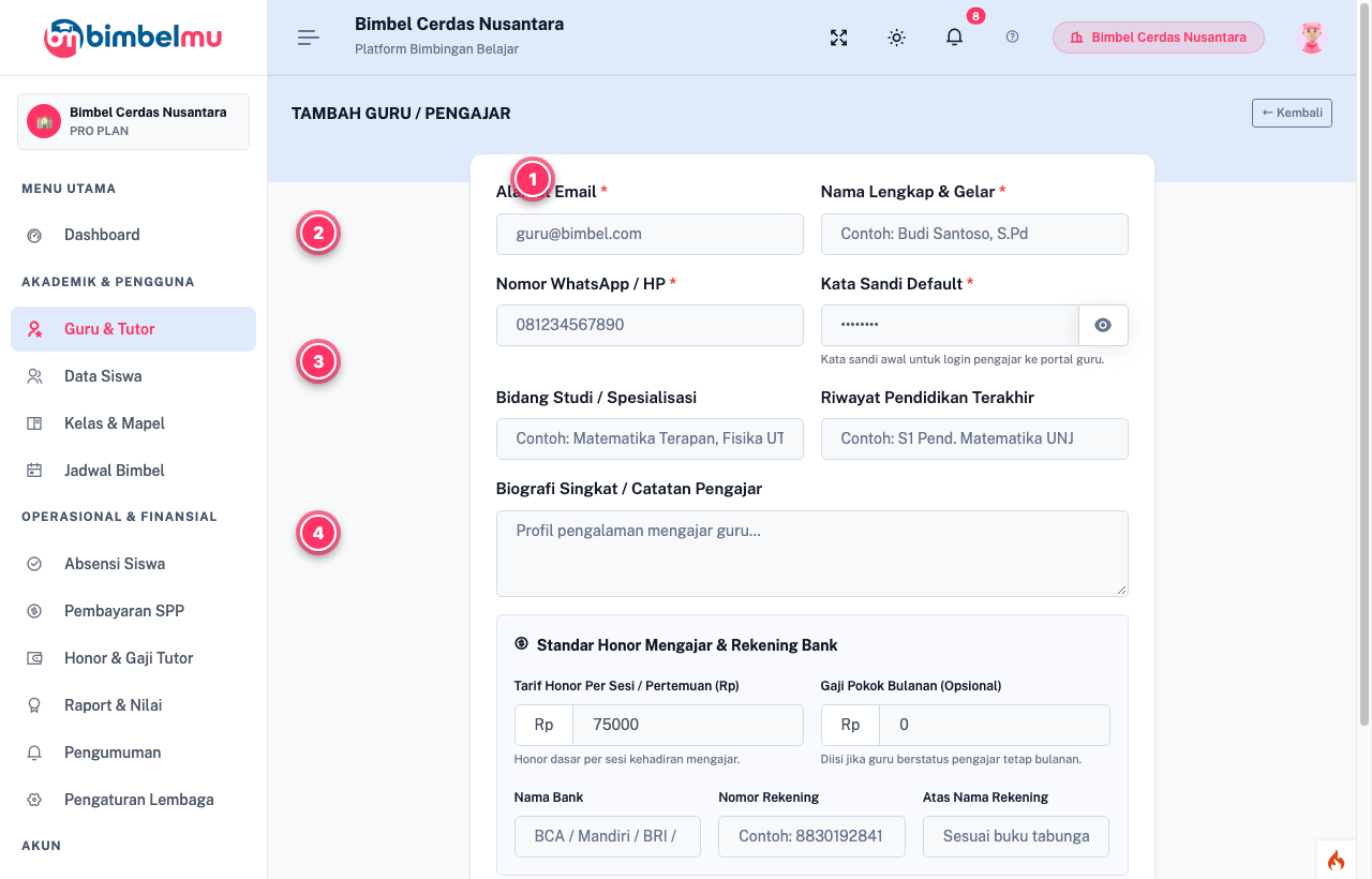 Form Pendaftaran Guru Multi-Bimbel